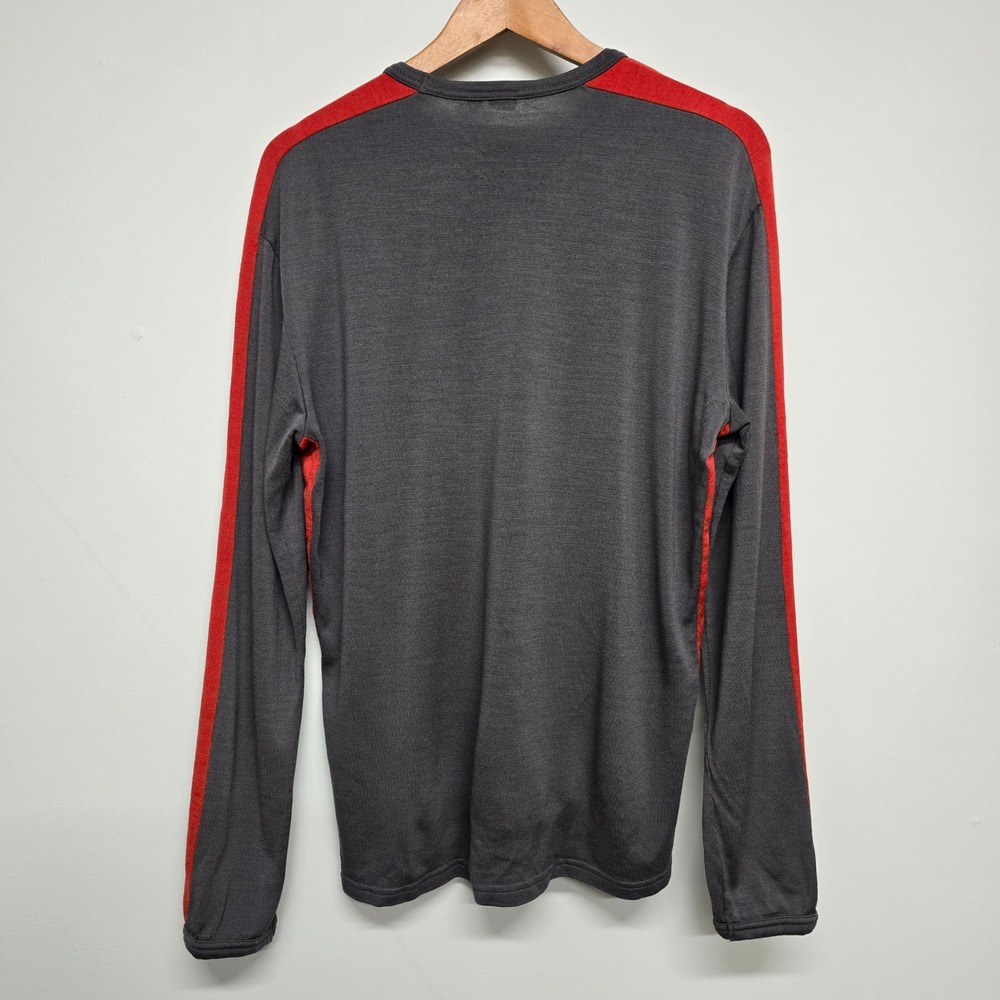 Icebreaker Merino Wool Shirt Mens Large Grey Red Base Layer Gorpcore Hiking - Picture 4 of 10